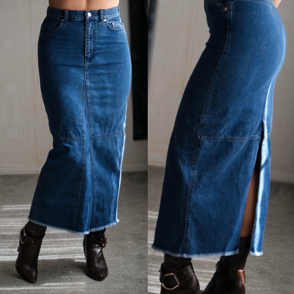 Green Label Vinatge Denim Maxi Skirt